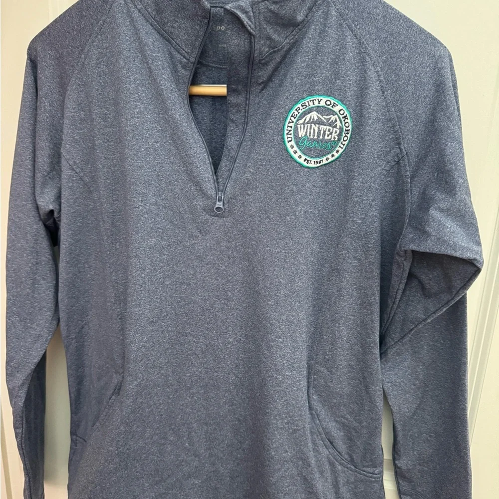 University of Okoboji Winter games light weight quarter zip blue size large - Picture 2 of 6